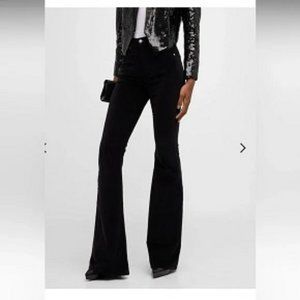 Womens Veronica Beard Black Velvet Sheridan Exaggerated Flare High Rise Jeans 29